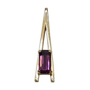 Vintage Avon Gold Tone Purple Amethyst Glass Rhinestone Necklace Pendant